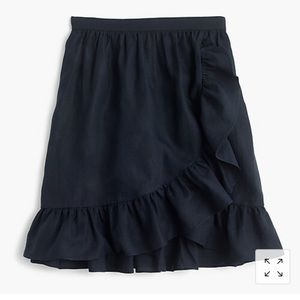 J Crew - Linen Ruffle Skirt - Navy - 2